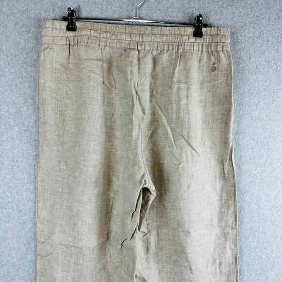 Tommy Bahama Womans Sz Large Pants Wide Leg 100% Linen Pockets Pull On Tan - Picture 5 of 9